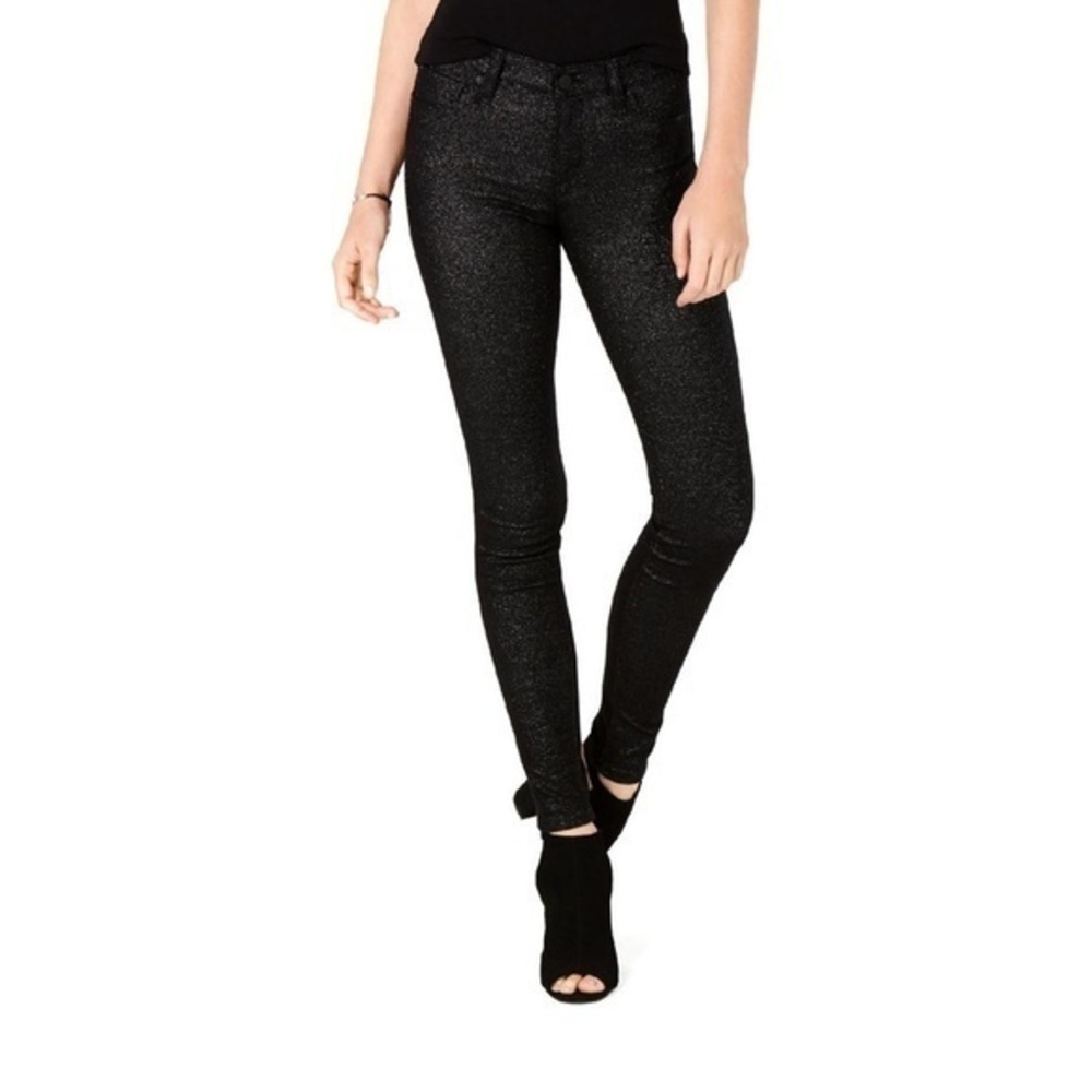 Hudson ✘ Black Nico Glitter Mid-Rise Super Skinny 2-Tone Stretch Jeans 26